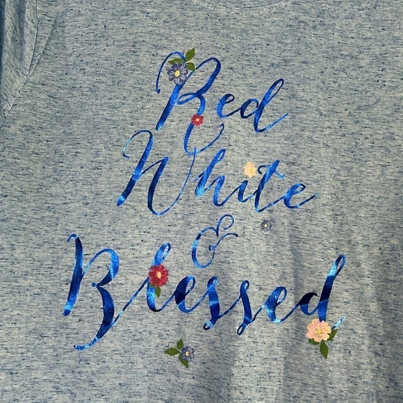 🦋 NWT Charming Charlie 4th of July Patriotic Red White Blessed Linen America USA - Picture 2 of 7